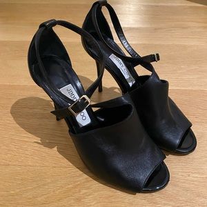 Jimmy Choo black leather stilettos